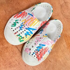 Native Shoes Kids Jefferson‎ Crayola Scribble White Slip On Sneakers Sz 5